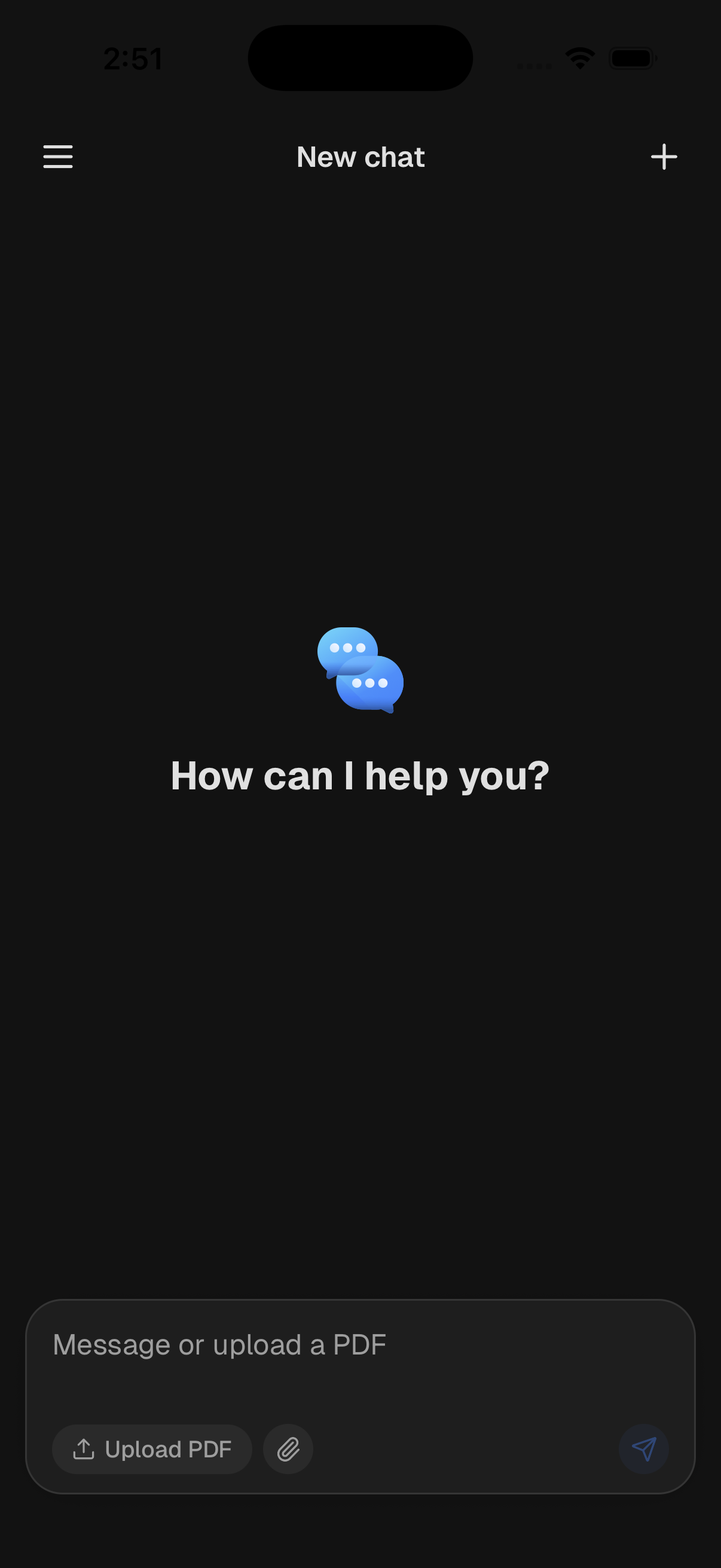 Home screenshot of ChatPDF
