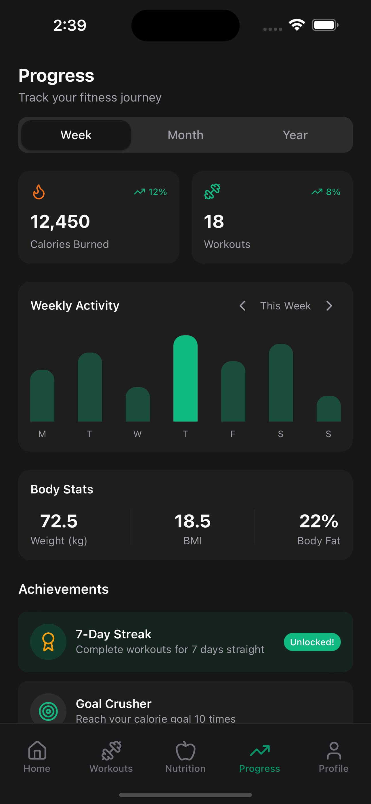 Progress screenshot of Fitness App